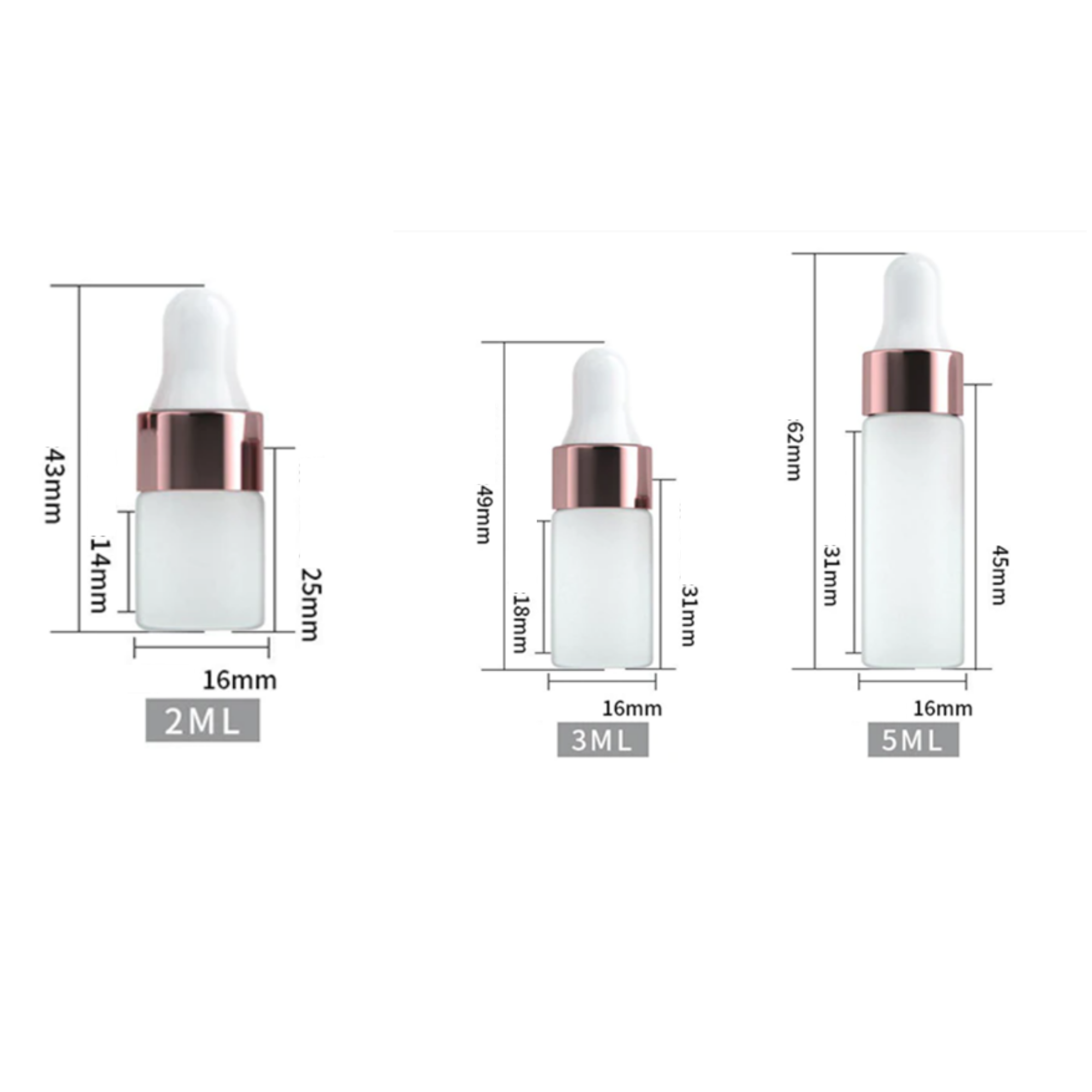 Mini Pipetten-Flaschen 3ml oder 1ml in braun/gold/schwarz - 25er Großpack