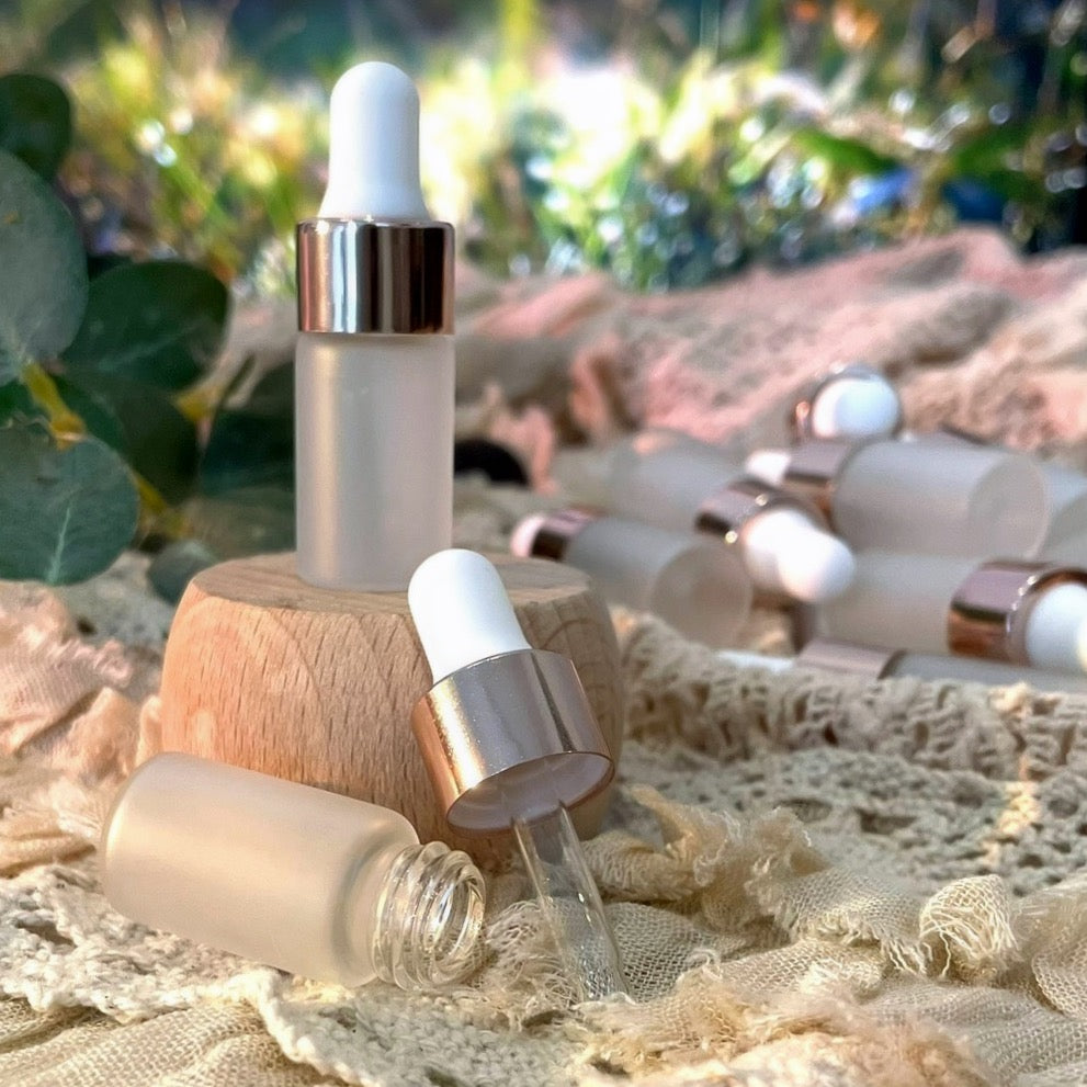 Mini Pipetten-Flaschen 5ml oder 1ml in frostweiß/rosegold/weiß - 25er Großpack