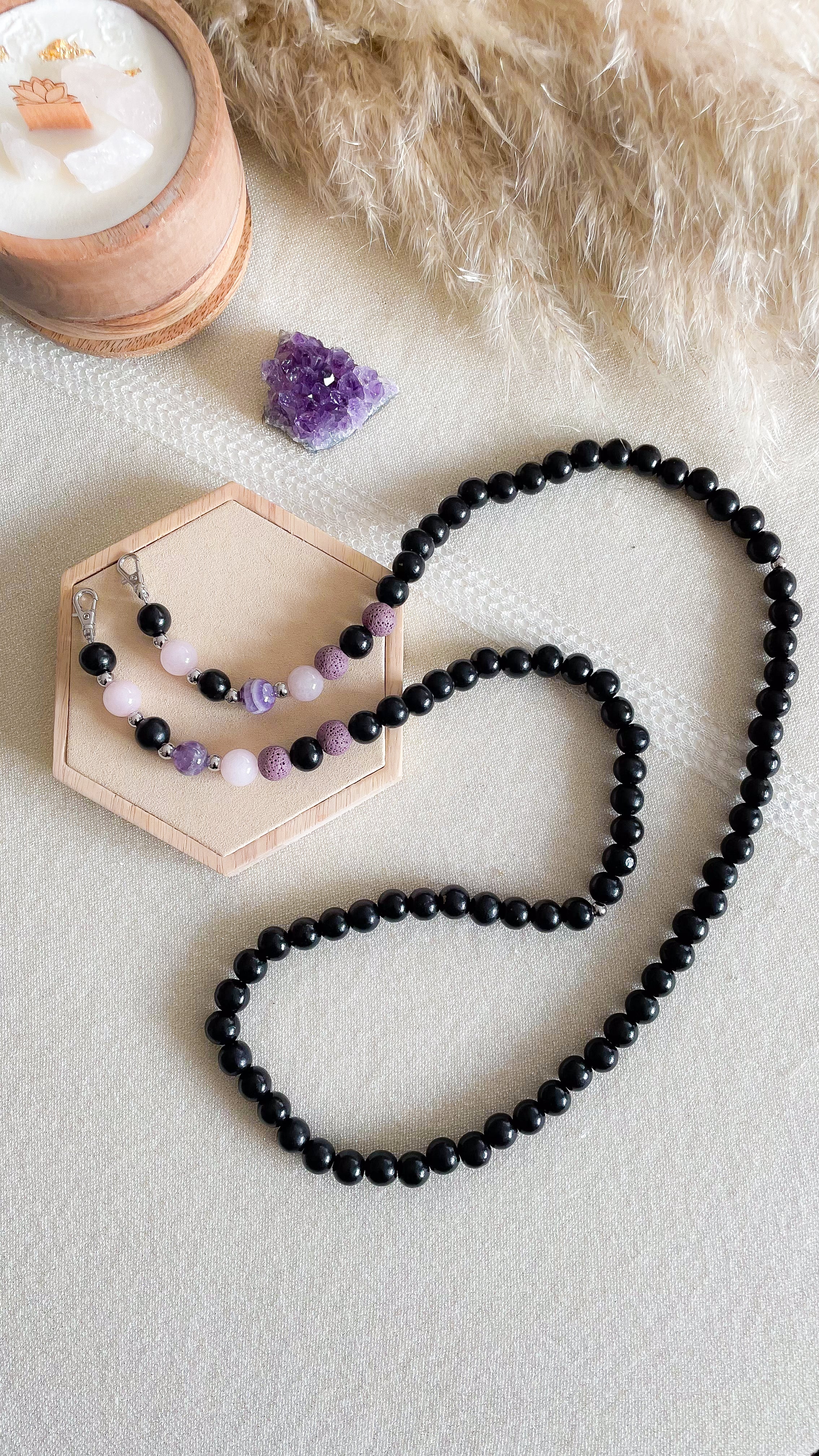 Diffuser Handykette  Amethyst I Rosenquarz I Lavastein - handmade