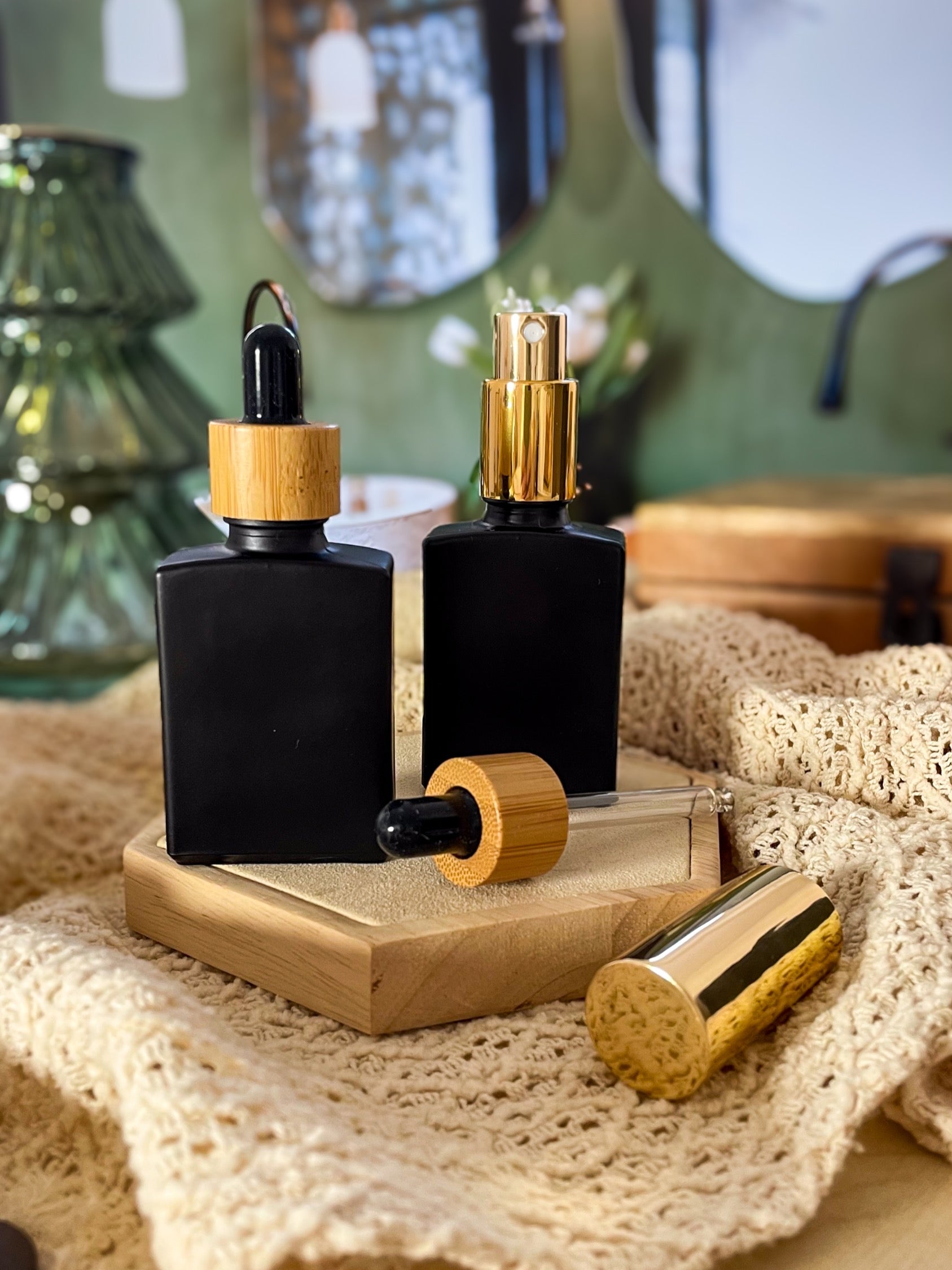 BLACK BEAUTY -Pipetten oder Spray-Flasche mit Bambus-Ring in 30ml