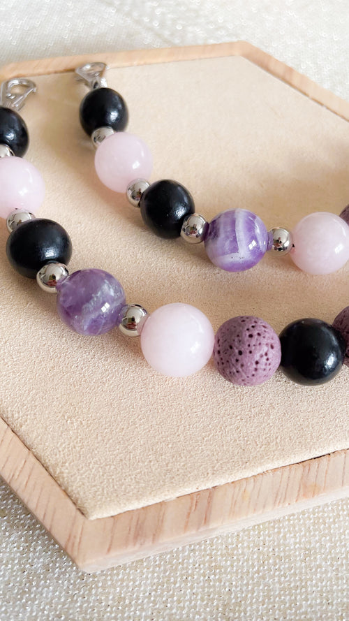 Diffuser Handykette  Amethyst I Rosenquarz I Lavastein - handmade