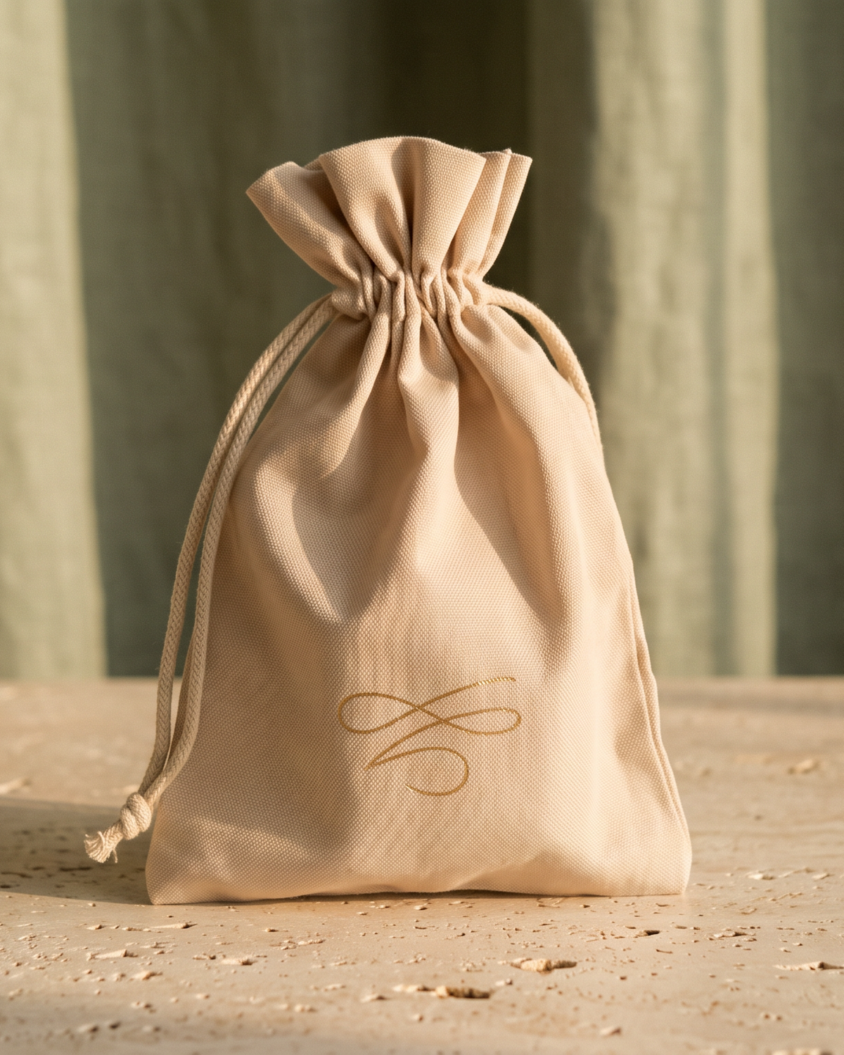 VJORA Geschenksäckchen aus Baumwolle mit Golddruck