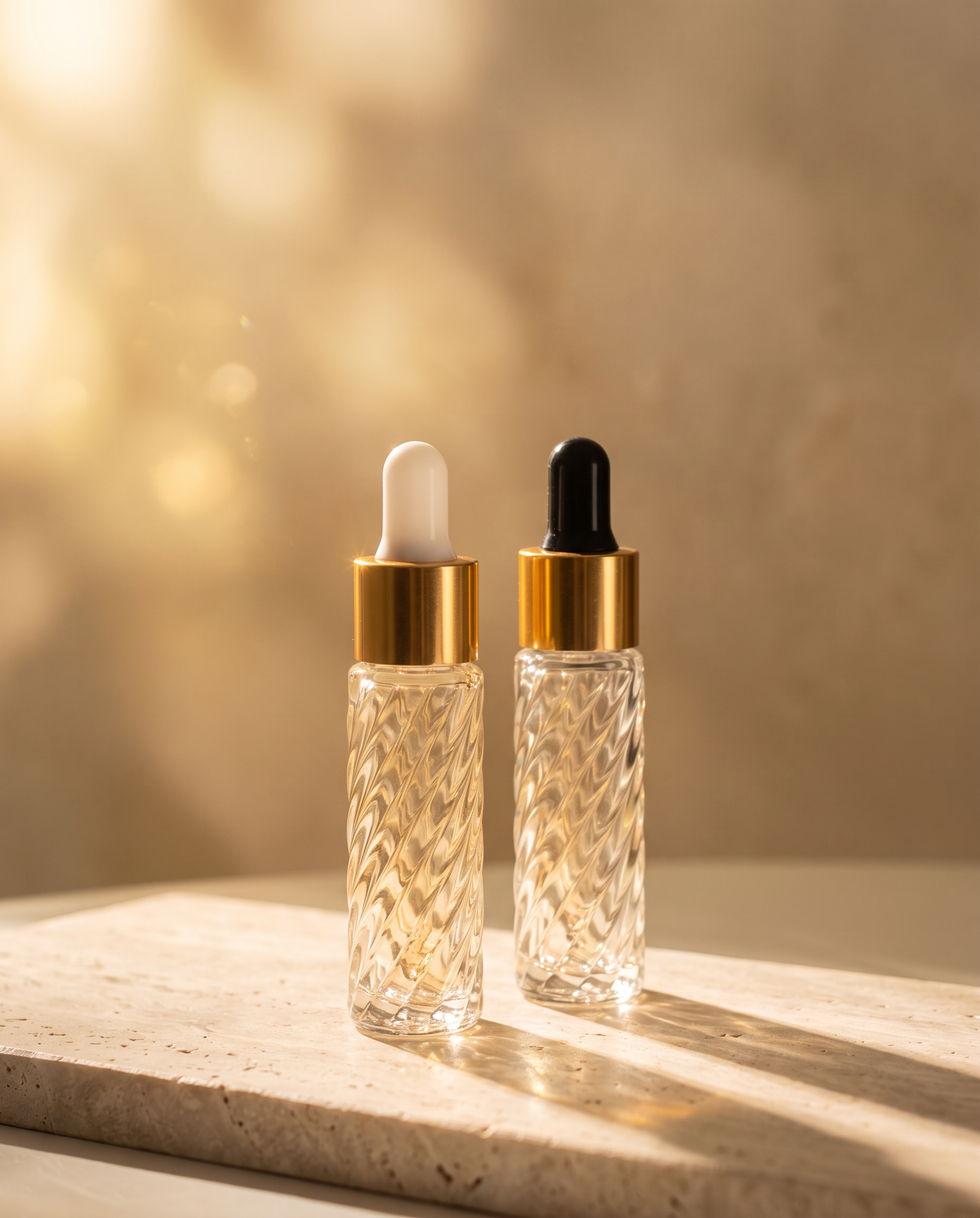 Pipettenflasche 10 ml | Reliefglas mit Goldring